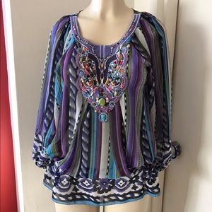 Women Tunic Multi Color Top Beach Cover up S/M
